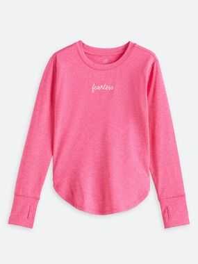 Girls' Long Sleeve Crewneck Top - Hot Pink